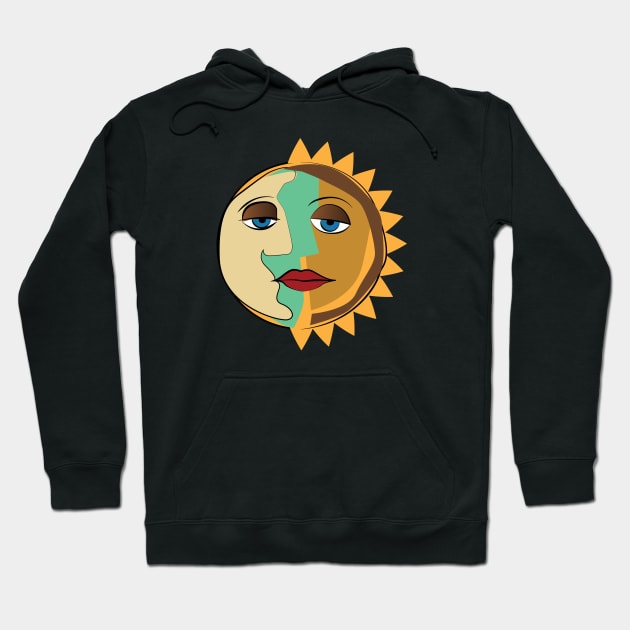 Sun and Moon Picasso Style Hoodie by PauHanaDesign